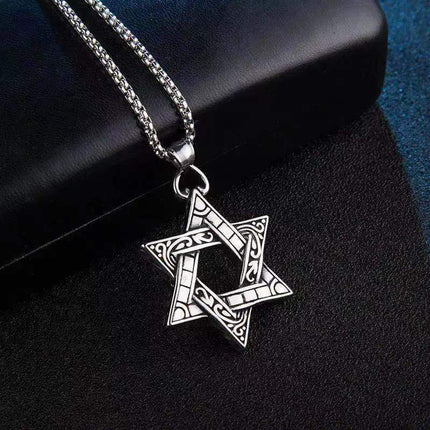 Vintage Six-Pointed Star Pendant Necklace | Casual Star Charm Jewelry | Retro Style | Celestial Design | Unisex Statement Necklace