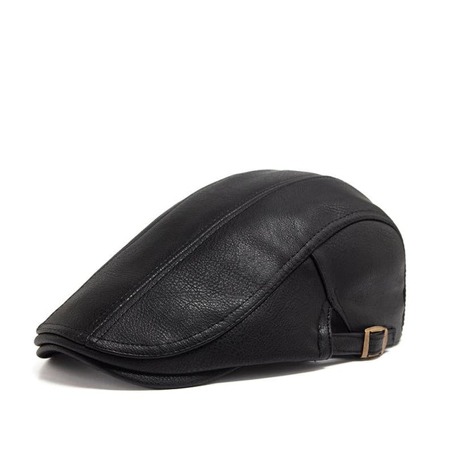 Men’s Vintage Style | Casual Leather Beret Hat | Classic Newsboy Cap | Retro Headwear | Fashion Accessory | Adjustable Fit