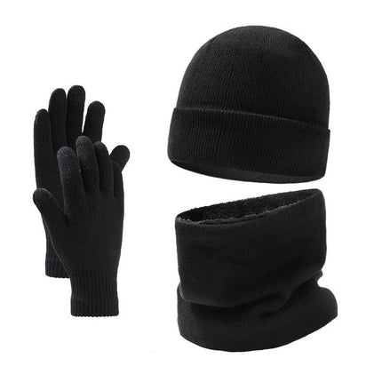 Men's Winter Knitted Set | Plus Velvet Hat Scarf Gloves | Warm & Cozy Fashion Accessories | 3-Piece Color Coordinated Set | Soft Velvet Lining | Durable & Stylish Winter Essentials