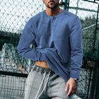 Men's Vintage Long Sleeve Henley T-Shirt | Solid Color Casual Shirt | Classic Retro Style | Regular Fit Comfortable All-Day Wear | Stylish Unique Dye | Timeless Cool Season Wear | Versatile Men's Top