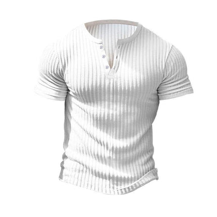 Men's Stretch Knit Henley T-Shirt | Short Sleeve Casual Top | Classic Button Placket | Comfortable Regular Fit | Breathable Fabric | Versatile Style for Everyday Wear