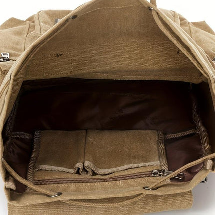 Men's Vintage Canvas Backpack | Large Capacity | Multi-Pocket | Retro Outdoor Design | Durable Heavy-Duty Material | Leather Accents | Adjustable Straps | Travel & Urban Use | Unisex Versatile Bag