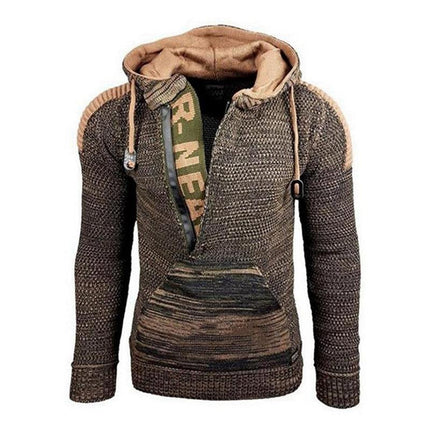 Men's Knitted Hoodie | Casual Loose Fit | Hooded Long Sleeve | Polyester Blend | Kangaroo Pocket | Soft & Breathable | Leisure Style | Activewear Pullover | Zipper Closure | Relaxed Fit | Classic Design