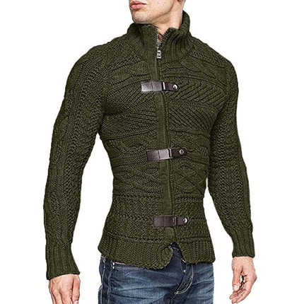 Men's Cable Knit Slim Cardigan | Stand Collar | Zipper Closure | Soft Breathable Fabric | Stylish Pockets | Comfortable Fit | Versatile Layering | Multiple Colors | Perfect for Casual & Semi-Formal | Easy Care