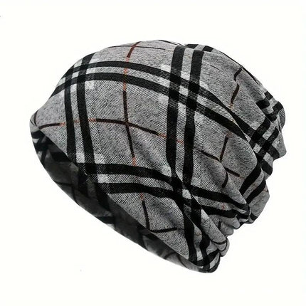 Men's Versatile Printed Neck Gaiter Beanie Hat | Dual-Purpose Scarf & Headwear | Polyester-Spandex Blend | Modern Design | Outdoor & Casual Use | Moisture-Wicking Fabric | Adjustable Fit