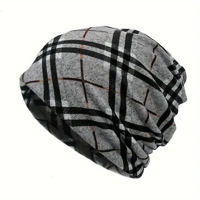 Men's Versatile Printed Neck Gaiter Beanie Hat | Dual-Purpose Scarf & Headwear | Polyester-Spandex Blend | Modern Design | Outdoor & Casual Use | Moisture-Wicking Fabric | Adjustable Fit