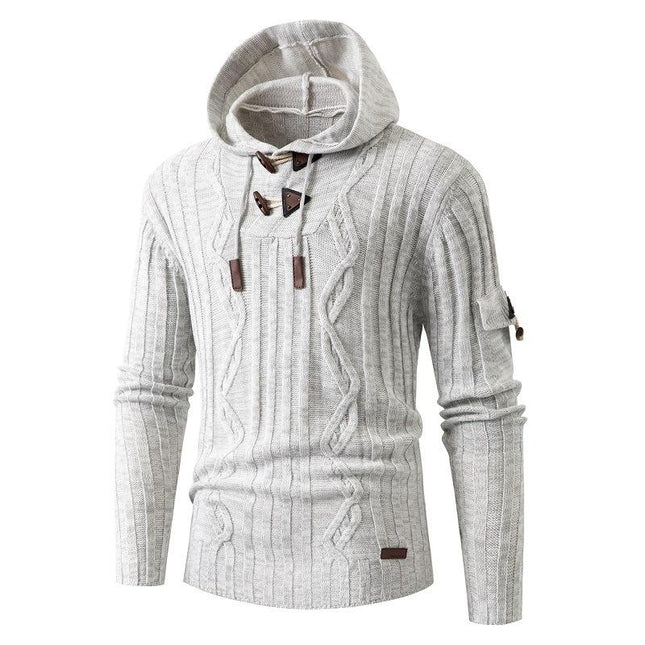 Men's Slim Fit Knit Hoodie | Long Sleeve | Hooded with Drawstring | Lightweight Fabric | Casual & Athleisure Wear | Ribbed Cuffs | Tailored Silhouette | Versatile Layering Piece