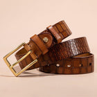 Men's Genuine Cowhide Leather Belt | Pure Copper Bronze Buckle | Durable & Stylish | Versatile Accessory | Classic Design for Casual & Formal Outfits