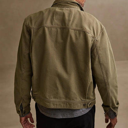 Men's Vintage Long Sleeve Denim Jacket | Classic Lapel Single Breasted | Durable Versatile Outerwear | Army Green | Sizes M-3XL | Casual & Semi-Formal Style | Timeless Design | Comfortable Denim Fabric