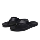 Men's Leather Beach Flip Flops | Round-Toe Sandals | Comfortable Flexible Outsole