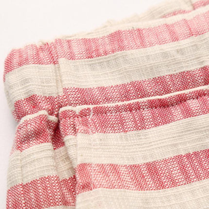 Men's Cotton Linen Shorts | Stripe Elastic Waist | Straight Cut | Breathable Fabric | Summer Casual | Lightweight Comfort | Practical Pockets | Adjustable Fit | Versatile Style