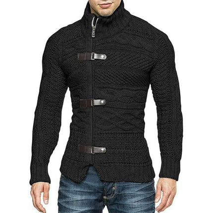 Men's Cable Knit Slim Cardigan | Stand Collar | Zipper Closure | Soft Breathable Fabric | Stylish Pockets | Comfortable Fit | Versatile Layering | Multiple Colors | Perfect for Casual & Semi-Formal | Easy Care