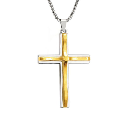 Vintage Inspired Wave Cross Pendant Necklace | Casual Fashion Jewelry | Unique Design | Trendy Accessories | Gifts for Him & Her