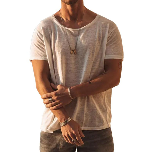 Men's Loose Fit T-Shirt | Slub Cotton | Casual Solid Color | Short Sleeve Round Neck | Comfortable & Breathable | Versatile Styling | Durable & Easy Care | Perfect for Everyday Wear