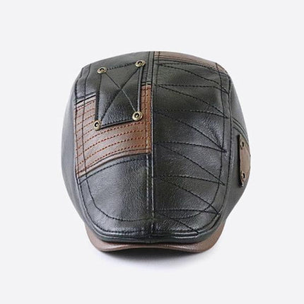Men's Patchwork Leather Hat | Genuine Leather Cap | Stylish Men's Headwear | Vintage Patchwork Design | Comfortable Fit
