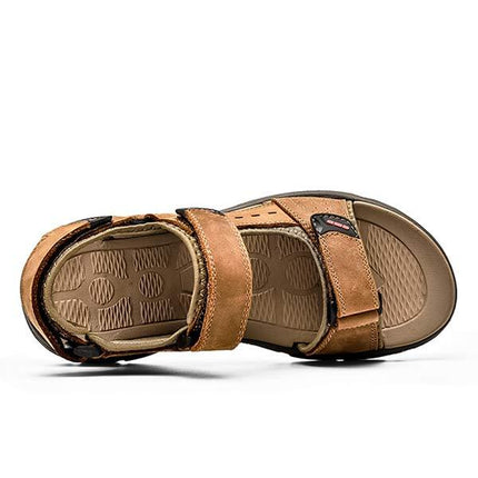 Men's Casual Beach Sandals | Durable Leather Upper | Non-Slip Flexible Sole | Adjustable Heel Strap | Breathable Textile Lining | All-Day Comfort | Everyday Summer Footwear