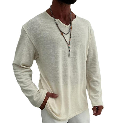 Men's Long-Sleeve V-Neck T-Shirt | Casual Blend Fabric | Trendy Design | Soft & Breathable | Multiple Sizes | Ideal for Layering | Versatile Style for Everyday Wear | Comfortable & Durable