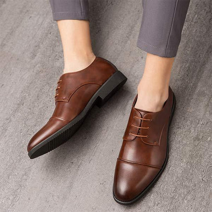Men's Classic Leather Dress Shoes | Timeless Business Formal Footwear | Leather Upper | Blind Eyelets | Breathable Leather Lining | Durable Rubber Sole | Versatile for Office or Weddings