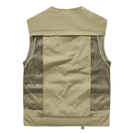 Men's Outdoor Quick-Drying Vest | Multi-Pocket | V-Neck | Zipper Closure | Removable Back | Mesh Patchwork | Breathable Lightweight Fabric | Ideal for Fishing, Cycling, Sports & Leisure Activities
