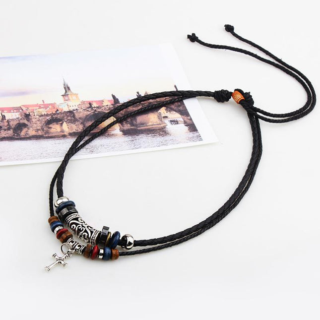 Retro Casual Ethnic Style | Cross Pendant Necklace | Vintage Boho Jewelry | Unique Statement Accessory | Unisex Fashion | Adjustable Chain