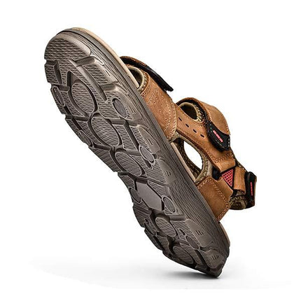 Men's Casual Beach Sandals | Durable Leather Upper | Non-Slip Flexible Sole | Adjustable Heel Strap | Breathable Textile Lining | All-Day Comfort | Everyday Summer Footwear