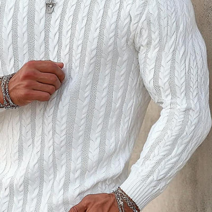 Men's Crew Neck Sweater | Twisted Knit Pattern | Long Sleeve | Solid Color | Soft High-Quality Fabric | Modern Casual Style | Breathable & Durable | Available in Various Sizes | Perfect for Layering