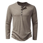 Men's Long Sleeve Henley T-Shirt | Casual Solid Color | Comfort Fit | Stylish Button Placket | Soft Cotton Blend | Regular Fit | Warm Layering Top | Versatile Fall Winter Wear