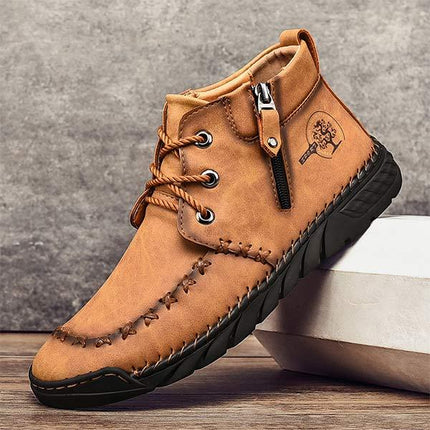 Vintage Leather Men's Booties | Flexible Rubber Sole | Lightweight Comfort | Casual Wear | Hand Sewn | High-Quality Fit