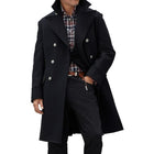 Men's Wool Blend Mid-Length Coat | Vintage Lapel | Double-Breasted | Classic Winter Outerwear | Timeless Sophistication | Elegant Formal Coat for Business & Events