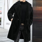 Men's Teddy Plush Lapel Long Coat | Warm Solid Color Outerwear | Luxurious Softness | Winter Insulation | Timeless Design | Statement-Making Elegance | Versatile Comfortable Style for Cold Weather