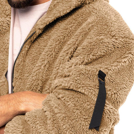 Men's Hooded Jacket | Solid Color | Double Fleece | Warm & Loose Fit | Outerwear | Winter Coat | Casual Style | Premium Insulation | Functional Pockets | Versatile Layering | Classic Design