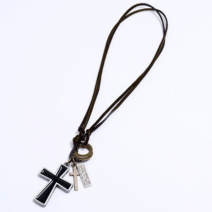 Vintage Style Necklace | Casual Letter Pendant | Cross Design | 96106748TO | Unisex Fashion Jewelry | Elegant Statement Accessory