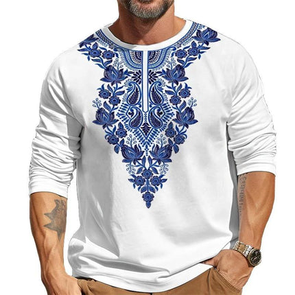 Men's Graphic Long Sleeve T-Shirt | Casual Round Neck | Soft Cotton Blend | Various Colors & Prints