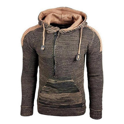 Men's Knitted Hoodie | Casual Loose Fit | Hooded Long Sleeve | Polyester Blend | Kangaroo Pocket | Soft & Breathable | Leisure Style | Activewear Pullover | Zipper Closure | Relaxed Fit | Classic Design