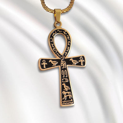 Vintage Egyptian Ankh Cross Necklace | Casual Style | Symbol of Life Pendant | Retro Jewelry Accessory