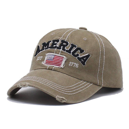 Men's American Flag Embroidered Baseball Cap | Adjustable Cotton Polyester | Vintage Washed Curved Brim | Sun Protection | Patriotic Peaked Hat