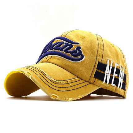 Men's Letter Embroidered Cotton Baseball Cap | Sports & Leisure Dome Hat | Breathable Sunshade for All Seasons | Short Brim | 54-56cm Adjustable