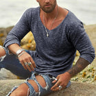 Men's Loose Casual Long Sleeve T-Shirt | Cotton Blend | Breathable | Pullover Design | Soft & Comfortable | Easy Match with Jacket & Jeans | Gentle Machine Wash | Ideal for Any Occasion