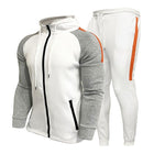 Men's Contrast Color Hoodie Set | Hooded Sweatshirt & Casual Pants | Color-Blocking Activewear | Soft Cotton-Polyester Blend | Slim Fit Tapered Pants | Adjustable Drawstring Hood | Long Sleeve Top | Men's Loungewear & Gym Wear