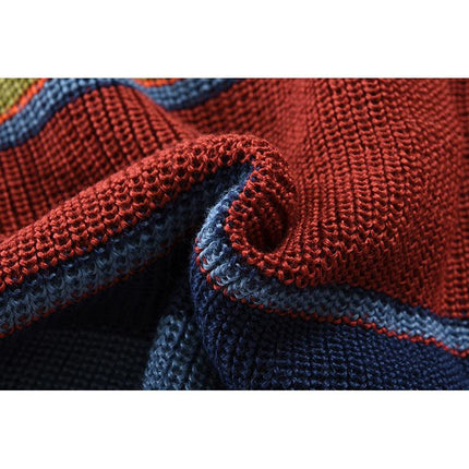 Men's Sweater Jacket | Colorblock Design | Lapel Collar | Button Closure | Soft Knit Fabric | Casual & Semi-Formal Wear | Comfortable Outerwear for All Seasons | Versatile Men's Fashion