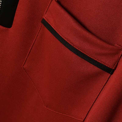 Men's Long Sleeve Polo Shirt | Color Block Design | Pocket Detail | Soft Cotton Blend | Buttoned Placket