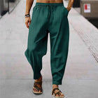 Men's Loose Fit Striped Trousers | Breathable Cotton Linen Blend | Casual Sports Pants | Elastic Drawstring Waistband | Stylish Comfortable Design | Ideal for Everyday Wear