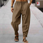 Men's Loose Fit Striped Trousers | Breathable Cotton Linen Blend | Casual Sports Pants | Elastic Drawstring Waistband | Stylish Comfortable Design | Ideal for Everyday Wear