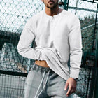 Men's Vintage Long Sleeve Henley T-Shirt | Solid Color Casual Shirt | Classic Retro Style | Regular Fit Comfortable All-Day Wear | Stylish Unique Dye | Timeless Cool Season Wear | Versatile Men's Top