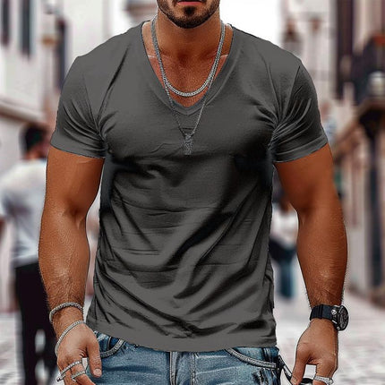 Men's V-Neck T-Shirt | Solid Color | Short Sleeve | 100% Cotton | Classic Fit | Soft & Breathable | Casual Wear | Durable Stitching | Versatile Design | Machine Washable | Perfect for Everyday Outings
