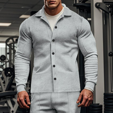 Men's Twill Fabric Lapel Collar Long Sleeve Shirt Jacket | Single Breasted Casual Outerwear | Relaxed Fit with Buttoned Cuffs and Functional Pockets | Versatile Layering Piece for Transitional Seasons