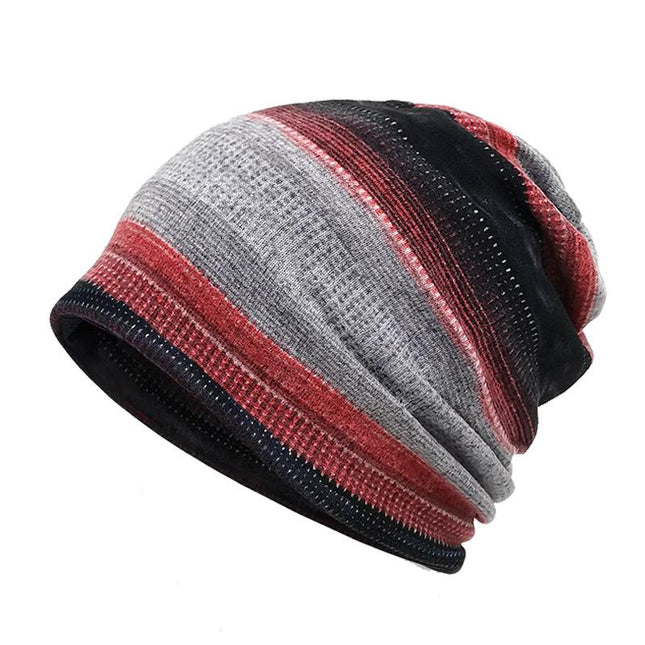 Men's Striped Pullover Winter Hat | Dome Design | Brimless | Imitation Cashmere | M Size 56-58cm | Fashionable Trendy Style
