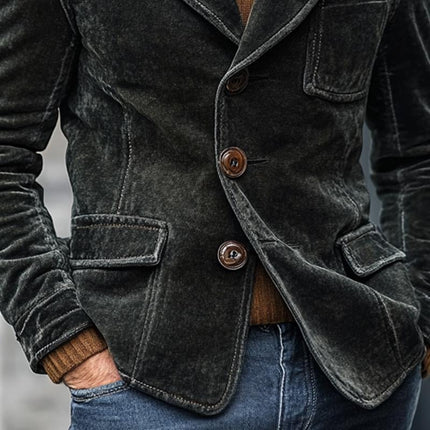 Men's Velvet Single Breasted Blazer | Tailored Fit | Notch Lapel | Long Sleeve | Premium Quality | Solid Colors | Classic Sophistication | Formal & Semi-Formal Occasions | Royal Blue | Wine Red | Black