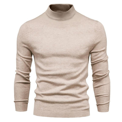 Men's Turtleneck Sweater | Solid Color Knit Pullover | Warm Casual Knitwear | Soft Comfortable Relaxed Fit | Fall Winter Essential | Versatile Ribbed Details