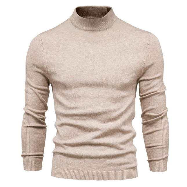 Men's Turtleneck Sweater | Solid Color Knit Pullover | Warm Casual Knitwear | Soft Comfortable Relaxed Fit | Fall Winter Essential | Versatile Ribbed Details